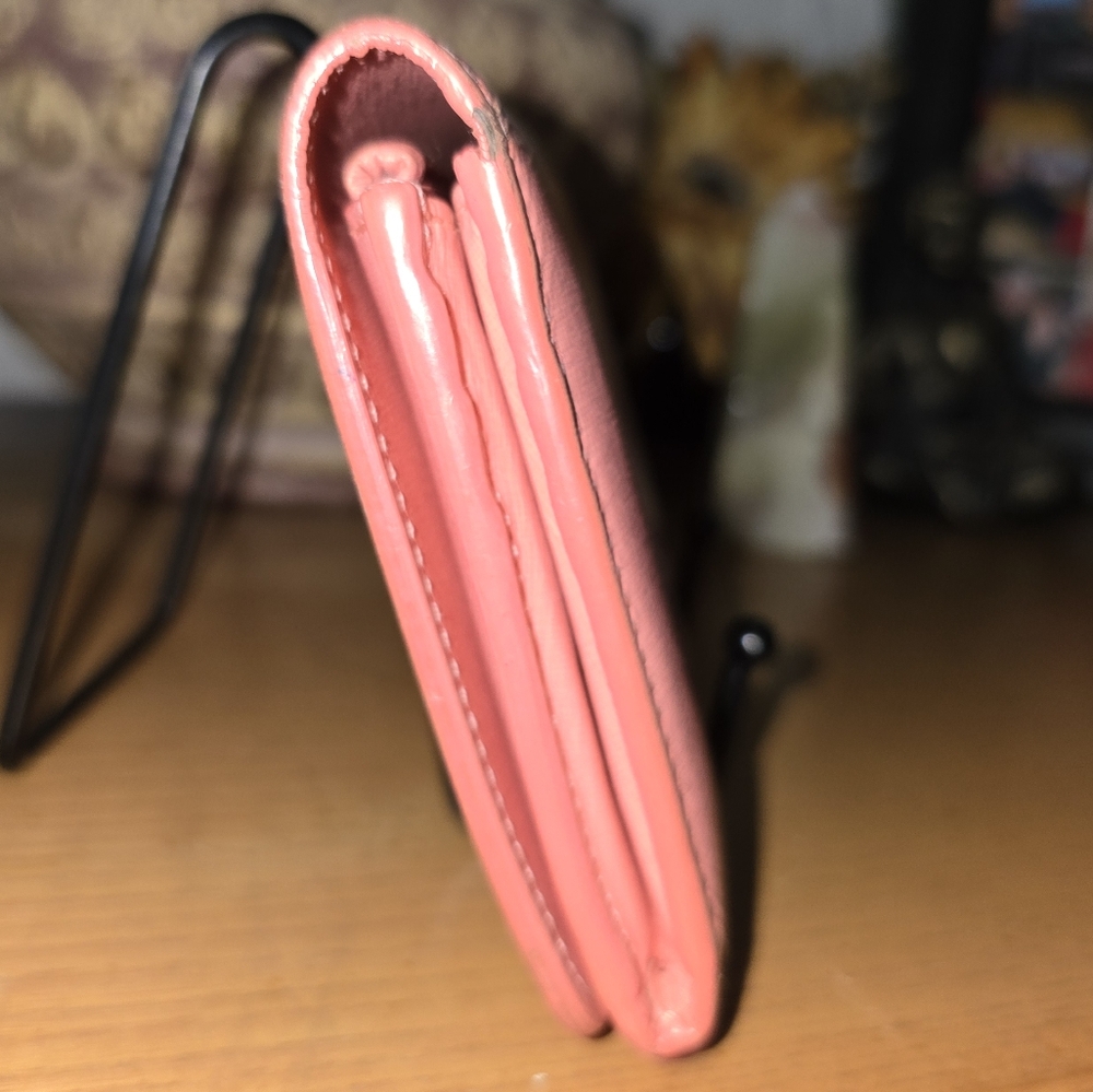 Balenciaga Long Flap Wallet. Coral Pink calfskin Leather. Euc - Picture 4 of 16
